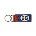 Smathers & Branson Needlepoint Key Fob; Euro Style BG Initials, Navy Blue