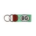 Smathers & Branson Needlepoint Key Fob; Euro Style BG Initials, Mint Green