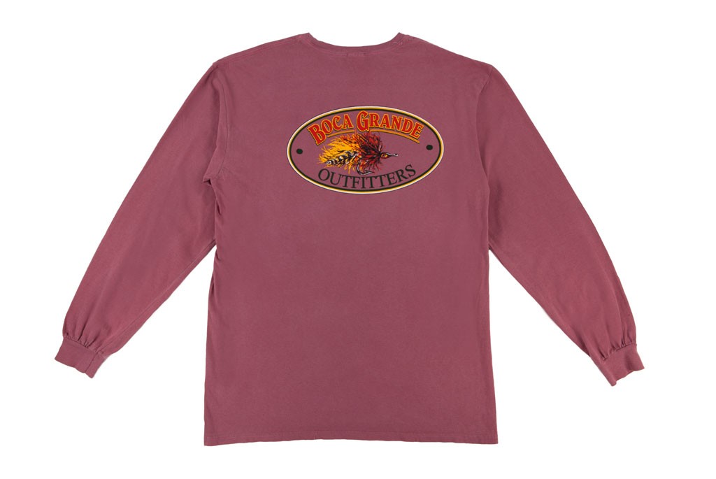 Boca Grande Outfitters Long Sleeved Fly Logo T-Shirt - Red | T-Shirts ...