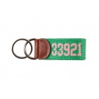 Smathers & Branson Needlepoint Key Fob Boca Grande Zip Code; Mint Green