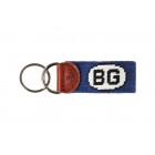 Smathers & Branson Needlepoint Key Fob; Euro Style BG Initials, Navy Blue